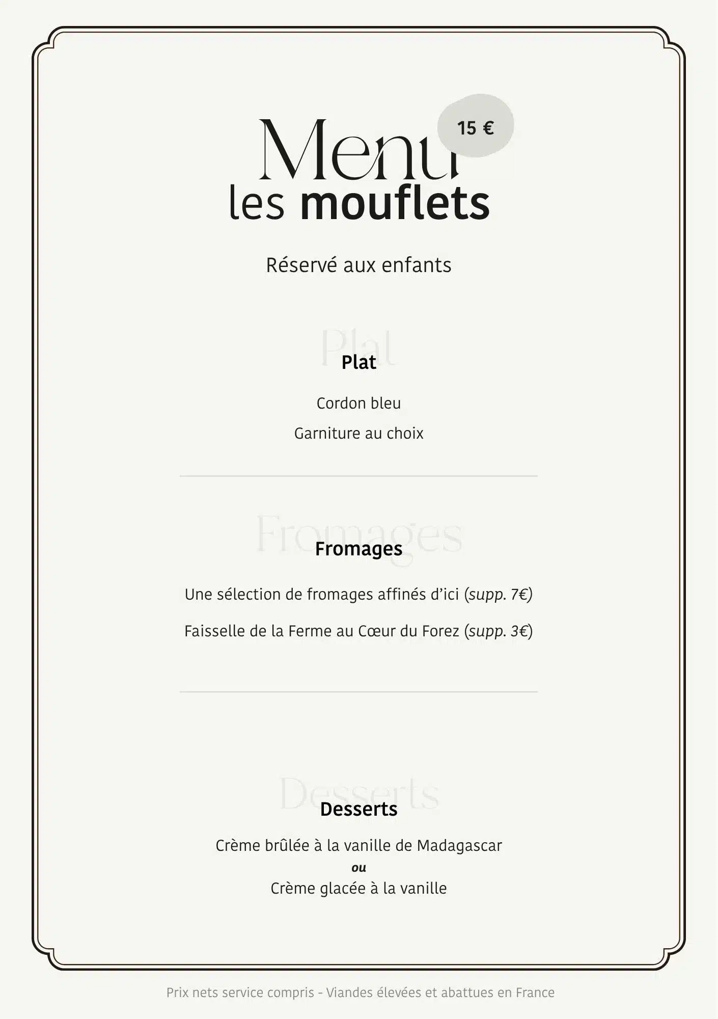 menu les mouflets